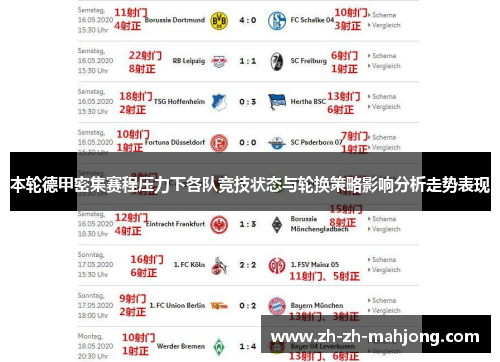 本轮德甲密集赛程压力下各队竞技状态与轮换策略影响分析走势表现